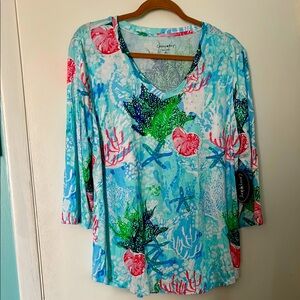 Casey Key XL v-neck coal reef top NWT